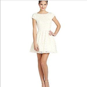 B Darlin White lace V back skater dress (new)